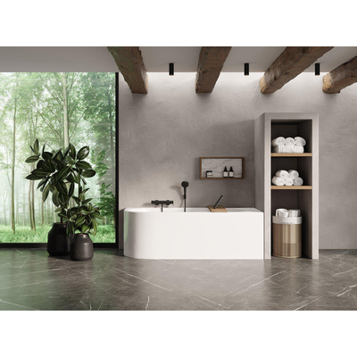 Looox Bath collection hoekbad - 170x70x55cm - links - wit glans
