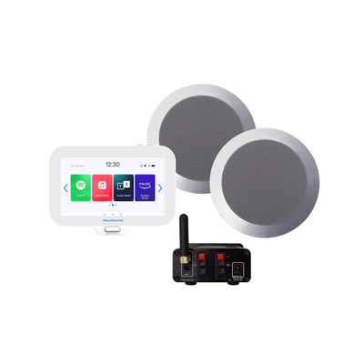 Aquasound N-Joy Connect n-joy connect badkamerradio - controller (ipx7) - wand lader - twist speakerset mat chroom - bluetooth versterker / 30 w / 230v/12vatt