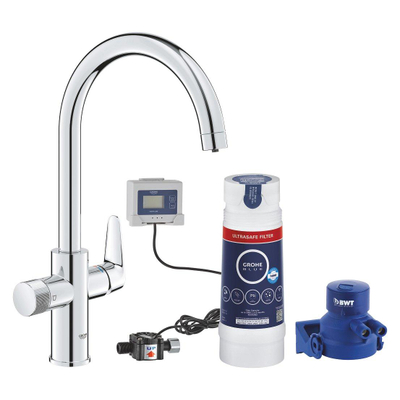 GROHE Blue pure baucurve C-uitloop ultrasafe filter starterkit chroom