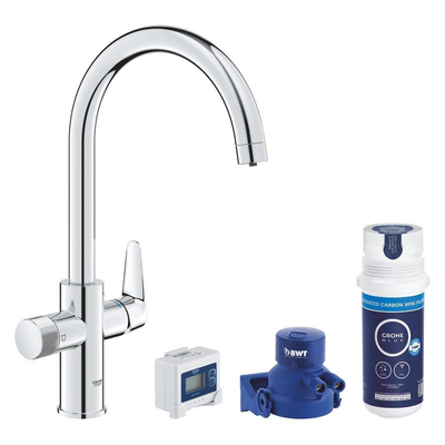 Grohe Blue pure start Curve keukenmengkraan met filterfunctie C-uitloop chroom