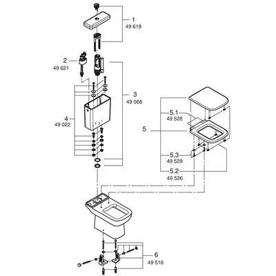 Grohe Start Edgewc pack m. duoblokpot diepspoel rimless inclusief reservoir m. inlaat onderzijde38.4x66.8x82.5cmm. closetzitting m. softclose en quick releasewit