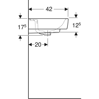 Geberit Bastia Wastafel Square - 55cm - kraangat - overloop - wit