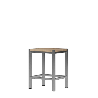 Looox Wood collection douche stool 35x30x45 met frame RVS geborsteld eiken RVS geborsteld