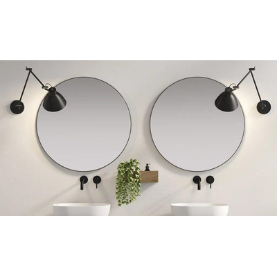 Looox Black line Mirror spiegel - rond 70cm - black line round zwart