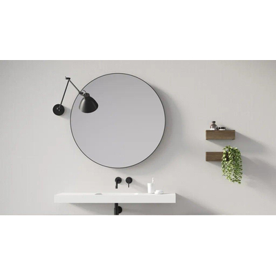 Looox Black line Mirror spiegel - rond 100cm - black line round zwart