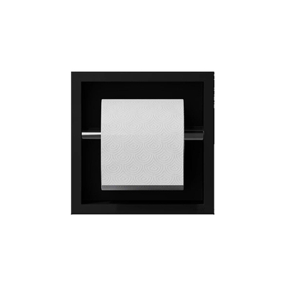 Looox Closed closetrolhouder - inbouw - 1 rol - zwart mat