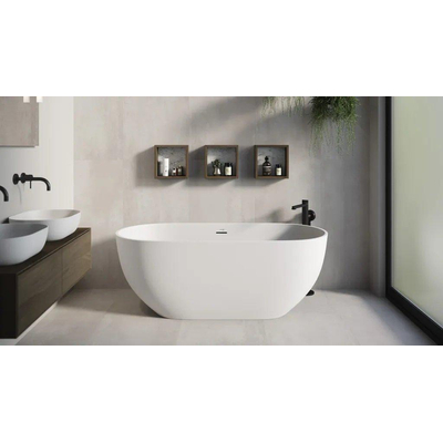 Looox Easy vrijstaand ligbad - 170x80x57cm - mineraal marmer mat wit