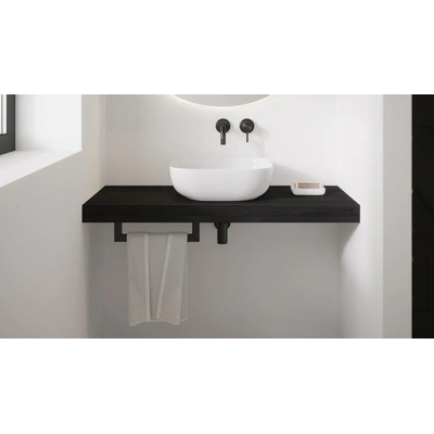 Looox Rail Wood handdoekhouder 50cm zwart mat