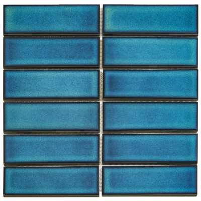 The Mosaic Factory Barcelona mozaïektegel - 29.1x29.7cm - wandtegel - Rechthoek - Porselein Azure Blue speckle Glans