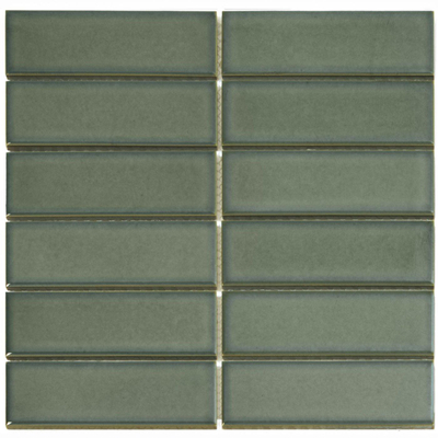 The Mosaic Factory Barcelona mozaïektegel - 29.1x29.7cm - wandtegel - Rechthoek - Porselein Forest Green Glans