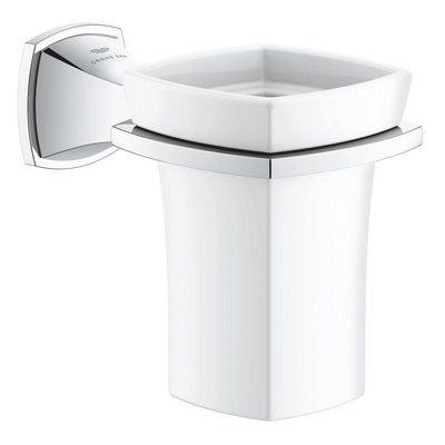 Grohe Grandera Bekerhouder - met glas - wandmontage - chroom/wit