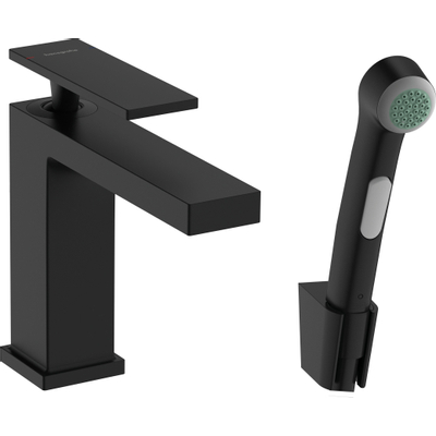 Hansgrohe Tecturis Wastafelkraan - bidet handdouche - doucheslang 160cm - 14.4cm uitloop - mat zwart