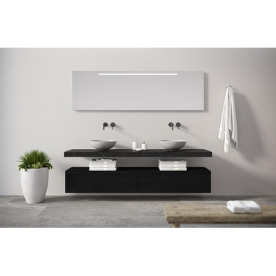 Looox Wood collection Base Block 200x30x40cm 2 lades wood black