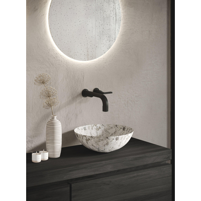 Looox Wooden Wastafelonderkast - vlak front - 2 lades - afvoer links en rechts - 120x45x46 cm - zwart