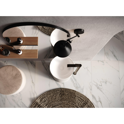 Looox wastafelzuil - 40x40x90cm - rond - vrijstaand - mineraalmarmer wit mat