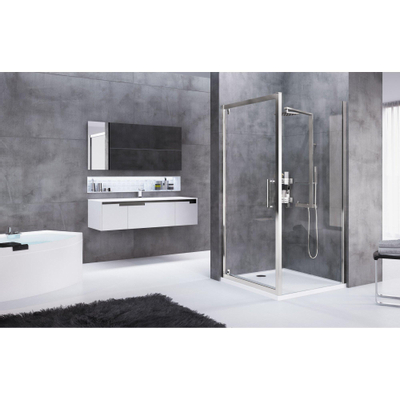 Novellini Rose F vaste wand 88/91x200cm chroom mat profiel en helder glas