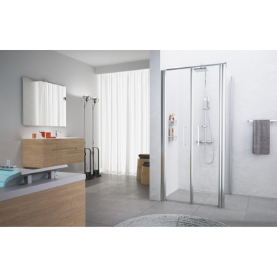 Novellini Giada vaste wand F 84/87x195cm tbv draaideur G chroom mat profiel en helder glas