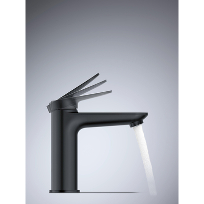 Duravit Wave Wastafelmengkraan - m-size - eengreeps - zonder waste - voorsprong 12.2cm - zwart mat