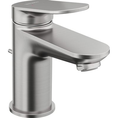 Duravit Wave Wastafelmengkraan - s-size - eengreeps - met waste - voorsprong 9.5cm - RVS geborsteld