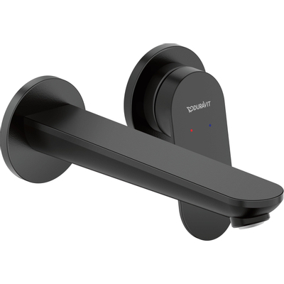 Duravit Wave Wastafelmengkraan - inbouw - 2 gats - eengreeps - voorsprong 20.2cm - zwart mat