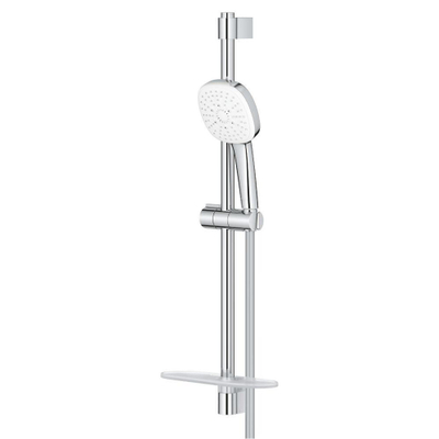 GROHE Tempesta 110 Cube Glijstangset - 60cm - vierkante handdouche - 3 straalsoorten - gladde doucheslang - met zeephouder - chroom