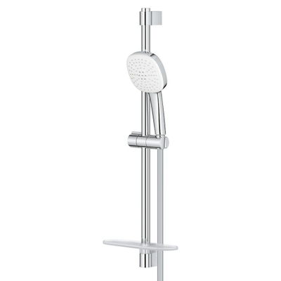 GROHE Tempesta 110 Cube Glijstangset - 60cm - vierkante handdouche - 2 straalsoorten - gladde doucheslang - met zeephouder - chroom