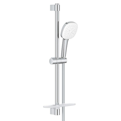 GROHE Tempesta 110 Cube Glijstangset - 60cm - vierkante handdouche - 3 straalsoorten - gladde doucheslang - met zeephouder - chroom