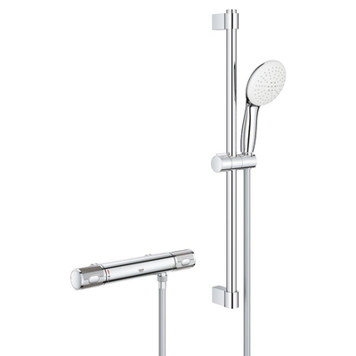 GROHE Grohtherm 1000 Performance Doucheset - thermostatische douchekraan - met tempesta glijstangset - ronde handdouche - 2 straalsoorten - gladde doucheslang - chroom