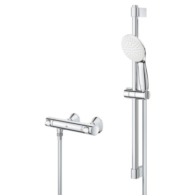 GROHE Grohtherm 500 Doucheset - thermostatische douchekraan - met glijstangset - 60cm - ronde handdouche - 1 straalsoort - chroom