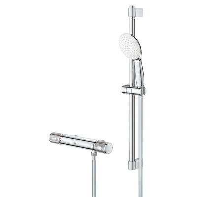 GROHE Grohtherm 1000 Performance Doucheset - thermostatische douchekraan - met tempesta glijstangset - ronde handdouche - 2 straalsoorten - gladde doucheslang - chroom