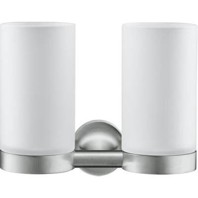 Duravit Starck T Tandenborstelhouder - dubbel - matglas - RVS geborsteld