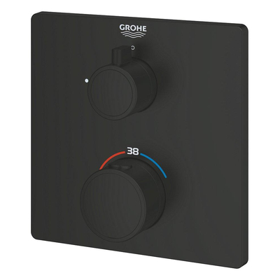 GROHE Grohtherm Mengkraan - afdekset - thermostatisch - 1 uitgang - vierkant - matte black