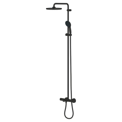 GROHE Tempesta System 250 Regendoucheset - 158.8cm - hoofddouche - 25cm - ronde handdouche - 2 straalsoorten - met thermostaatkraan - matte black