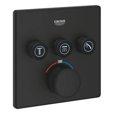 GROHE Grohtherm Smartcontrol Mengkraan - afdekset - thermostaat - met 3x omstel - phantom black