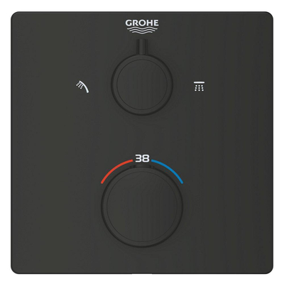 GROHE Grohtherm Douchemengkraan - afdekset - thermostatisch - 2 uitgangen - vierkant - matte black