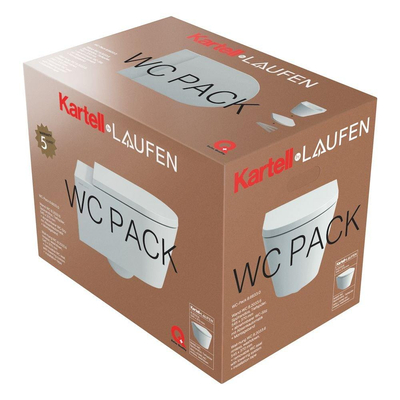 Laufen KBL Pack Wandcloset - rimless - 37x54.5x35.5cm - diepspoel - softclose - montage tape - EASYFIT bevestigingsset - keramiek/duroplast - wit