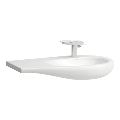 Laufen Alessi One meubelwastafel 90x50x16.5cm zonder kraangat waskom rechts. aflegruimte links incl. afvoerplug keramiek lcc-wit