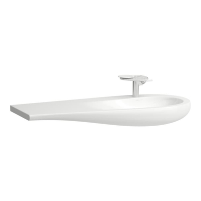 Laufen Alessi One meubelwastafel 120x50x16.5cm zonder kraangat waskom rechts. aflegruimte links incl. afvoerplug keramiek lcc-wit