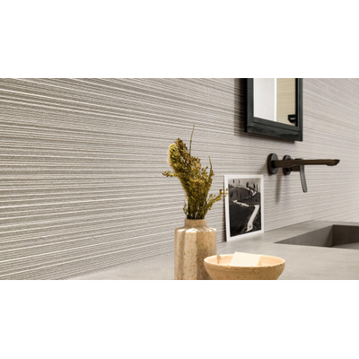 Atlas Concorde 3D Wall Carve Wandtegel - 80x40cm - 8.5mm - gerectificeerd - Chisel Pearl (Grijs)