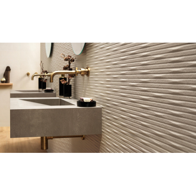 Atlas Concorde 3D Wall Carve Wandtegel - 80x40cm - 8.5mm - gerectificeerd - Whittle Ivory (Beige)