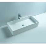 Ideavit Solidtop opbouw wastafel 80x40x15cm rechthoek 0 kraangaten 1 wasbak Solid surface wit SW85919