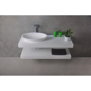 Ideavit Solidplus Wastafelblad 90x46x8cm rechthoek 0 kraangaten Solid surface wit OUTLET