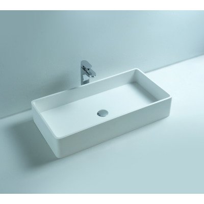 Ideavit Solidtop opbouw wastafel 80x40x15cm rechthoek 0 kraangaten 1 wasbak Solid surface wit