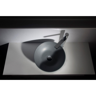 Ideavit Solidthin opbouw wastafel 39x39x14.5cm rond 0 kraangaten 1 wasbak Solid surface donkergrijs