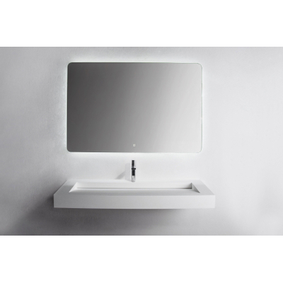 Ideavit Solidsquare B 10 Wastafel 120x46x10cm 0 kraangaten Solid surface mat wit