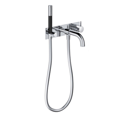 Hotbath Cobber afbouwdeel inbouw douche en badmengkraan automatische omstelinrichting met doucheslang en handdouche zwart chroom OUTLET