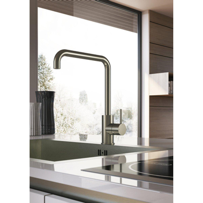 Hotbath Cobber Opbouw keukenmengkraan met draaibare L-uitloop geborsteld koper PVD