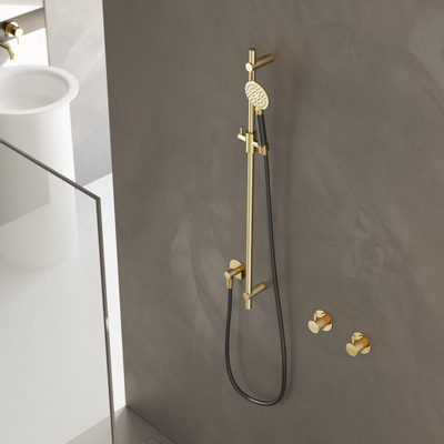 Hotbath Cobber glijstang 90cm met wandaansluitbocht 150cm doucheslang en ronde handdouche Rose goud glans OUTLETSTORE