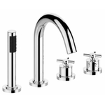 Wiesbaden Cross 4-gats badrandthermostaat afbouwset chroom SW62532