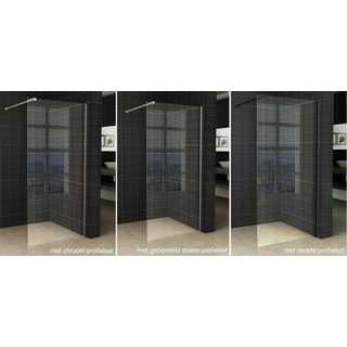 Wiesbaden Slim losse glaswand 140x200cm Helder glas 8mm met anti-kalk coatingzonder profiel en stabilisatiestang